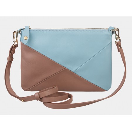 Кожаная сумка "Хелена" (голубая с коричневым)